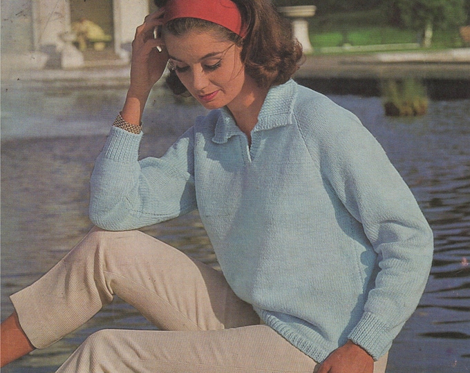 Womens Sweater Knitting Pattern PDF Ladies 32, 34, 36 and 38 inch chest, Jumper, Vintage Knitting Patterns for Women, epattern Download