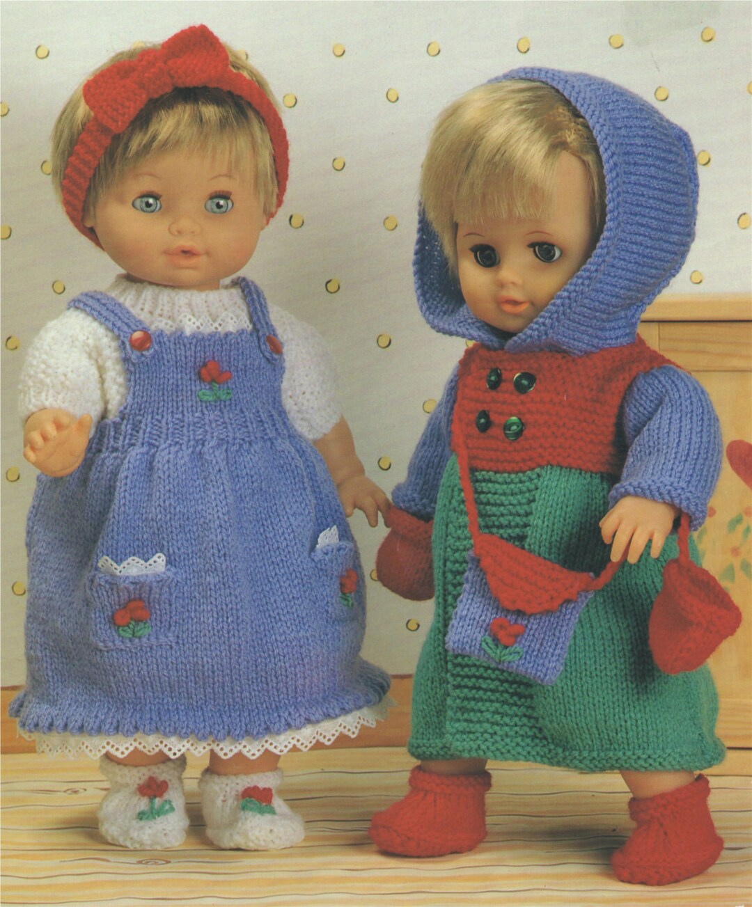 希少 未使用 TIMEWORN CLOTHING PATTERN KNIT 36 Doll Clothes Knitting Pattern PDF for 12 - 14, 15 - 18 and