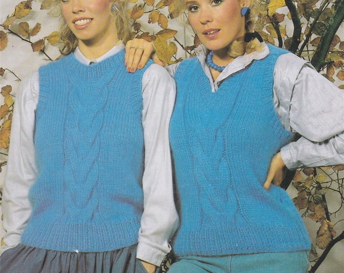 Womens Slipover Knitting Pattern PDF Ladies 28, 30, 32, 34, 36, 38 and 40 inch bust, Cable Pullover, Vintage Knitting Patterns for Women