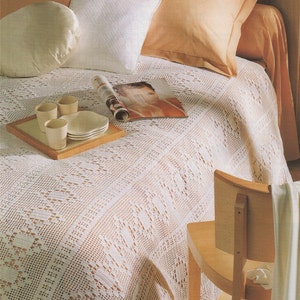 Bedspread Crochet Pattern PDF, Bed Cover, Afghan, Blanket, Throw, Vintage Knitting Patterns for the Home, e-patterns Download