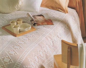 Vintage Crochet Bedspread Pattern, Afghan Blanket (PDF Download)