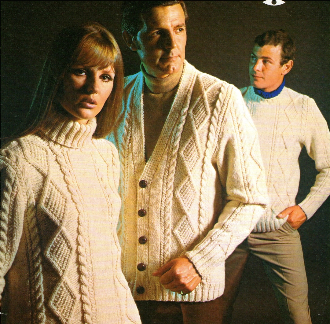 Aran Cardigan and Sweater Knitting Pattern PDF Ladies and Mens 36, 38 ...