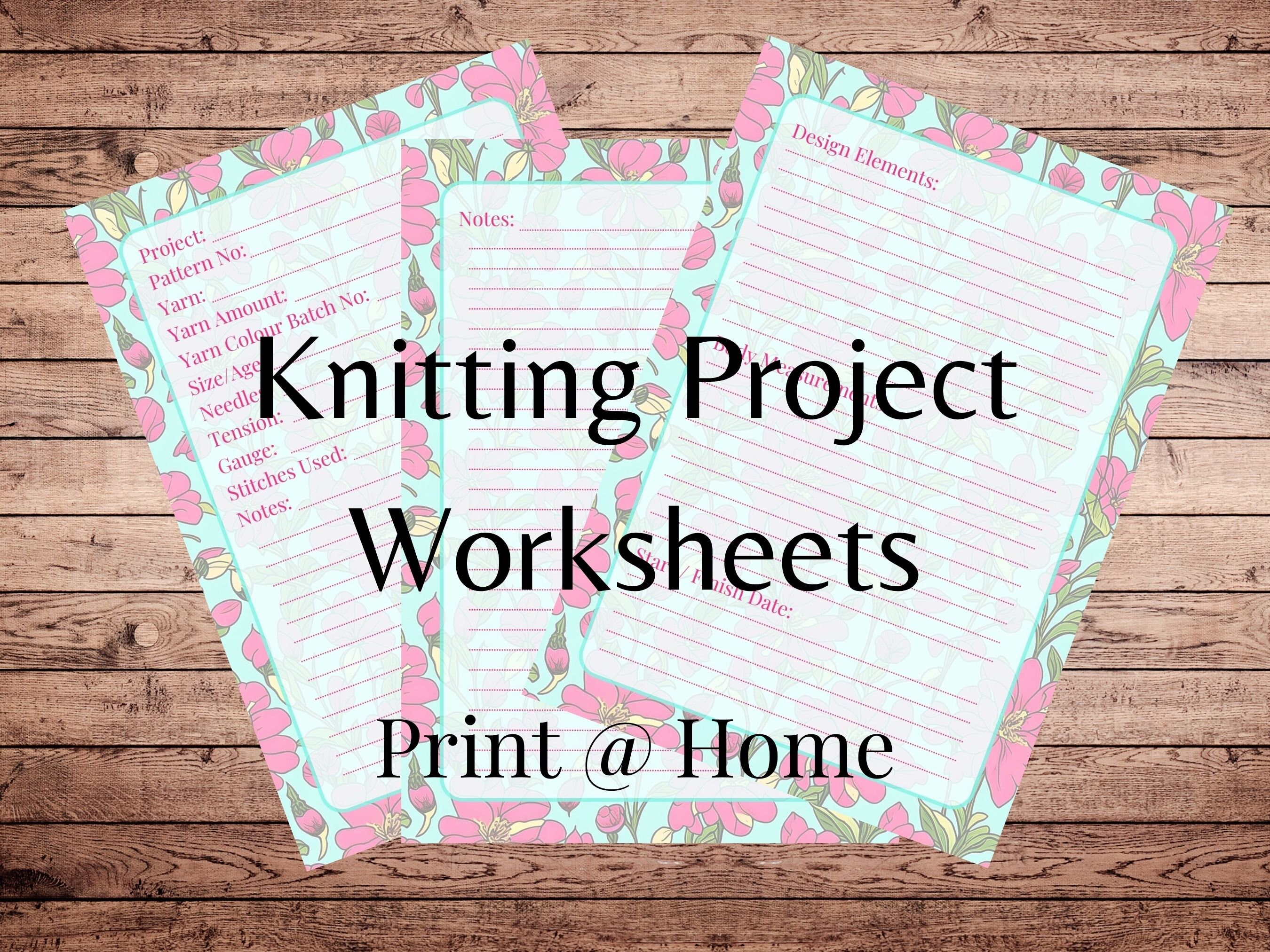 Printable Knitting Project Worksheets to Print at Home, Floral ...