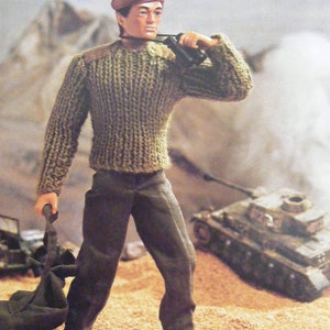 Dolls Clothes Knitting Pattern PDF for 11 - 12 inch boy doll, G.I Joe, Action Man, Military Sweater, Tracksuit and Balaclava Outfit Pattern