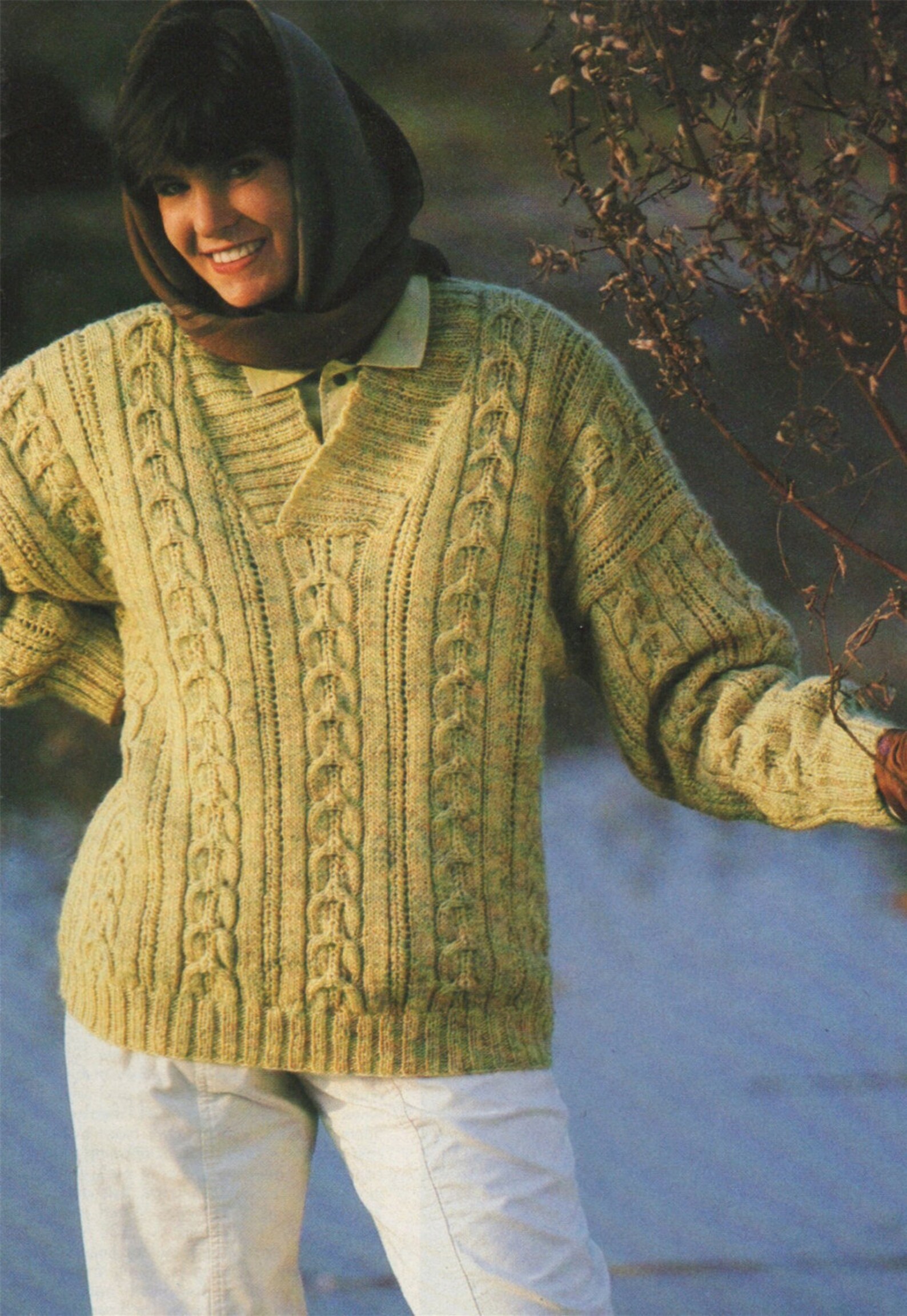 Womens Sweater With Shawl Collar Knitting Pattern PDF Ladies Etsy UK