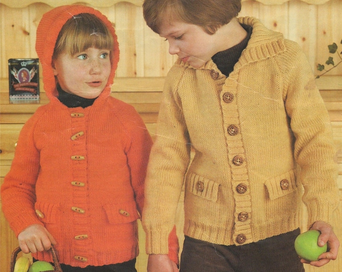 Hooded Jacket Knitting Pattern PDF Boys or Girls 22, 24, 26, 28, 30 and 32 inch chest, Toddlers Cardigan, Knitting Patterns for Children