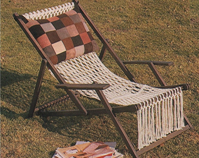 Deckchair Cover Macrame Pattern PDF Deck Chair, Garden Lawn Chair, Recycle and Refurbishment of Patio Furniture, Vintage Macrame Patterns