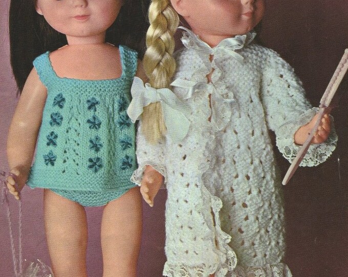 Dolls Clothes Knitting Pattern PDF for 14, 16 and 18 inch Doll, Miss Selfridge, American Girl, Vintage Knitting Patterns for Dolls, Download