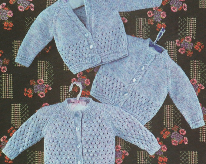 Baby Cardigan Knitting Pattern PDF Boys and Girls 18, 19 and 20 inch chest, Vintage Knitting Patterns for Babies