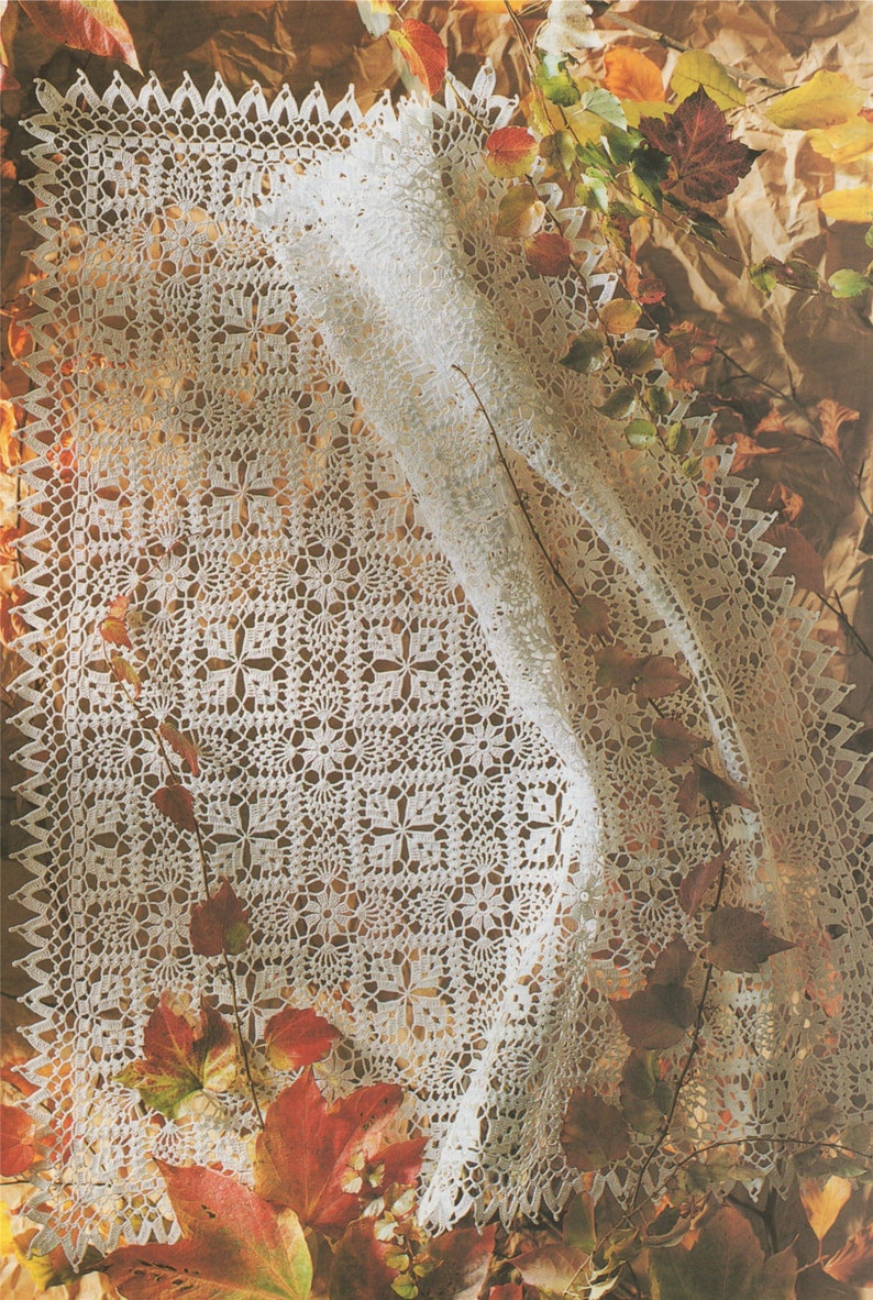 Small Tablecloth e-pattern Download Vintage Crochet Patterns for the Home Square Tablecloth Crochet Pattern PDF Square Doily Mat