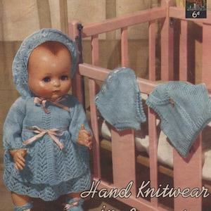 Dolls Clothes Knitting Pattern PDF for 18 and 20 inch Doll, Dolls Outfit Pattern, Zapf Chou Chou, Baby Annabell, Baby Reborn Dolls, Download