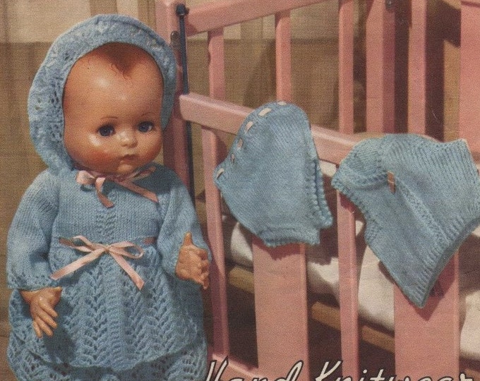 Dolls Clothes Knitting Pattern PDF for 18 and 20 inch Doll, Dolls Outfit Pattern, Zapf Chou Chou, Baby Annabell, Baby Reborn Dolls, Download