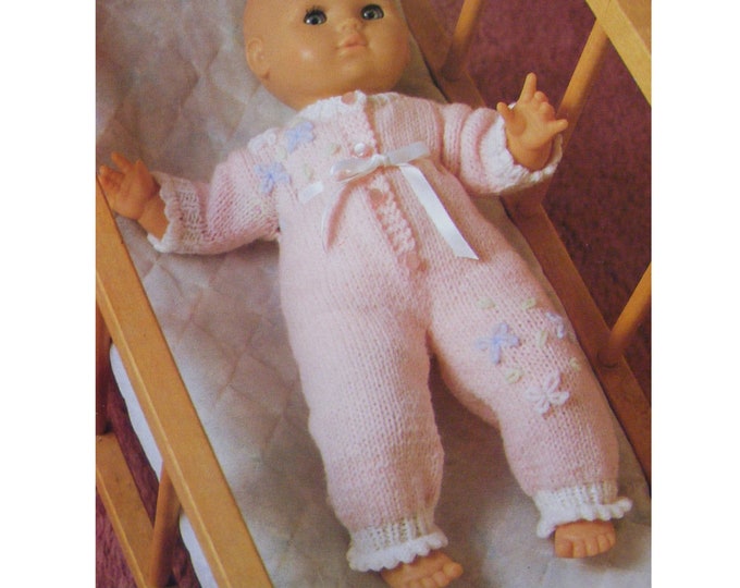 Dolls Clothes Knitting Pattern PDF for 16, 20 and 24 inch Baby Doll, Sleeper Romper Suit, Baby Reborn, Baby Annabell, Zapf Chou Chou Dolls