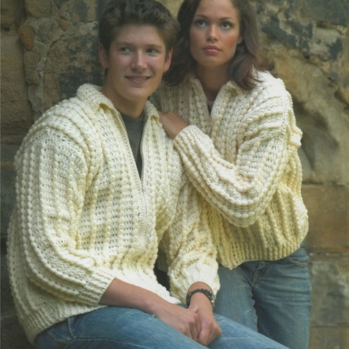 Vintage Mens Crochet Cardigan Crochet Pattern Pdf Mens Crochet Etsy