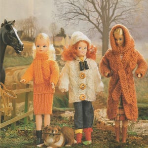 Dolls Clothes Knitting Pattern PDF for 11 - 12 inch doll, Sindy, Barbie, Fashion Dolls Outfit Pattern, Vintage Knitting Patterns for Dolls