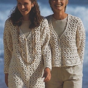 Womens Crochet Cardigan Pattern – Long Sleeved Jacket, 3 Sizes (PDF Pattern)