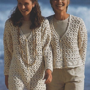 Womens Cardigan Crochet Pattern PDF Ladies 32 - 34, 36 - 38 and 40 - 42 inch chest, Long Sleeved Jacket, Crochet Patterns for Women epattern