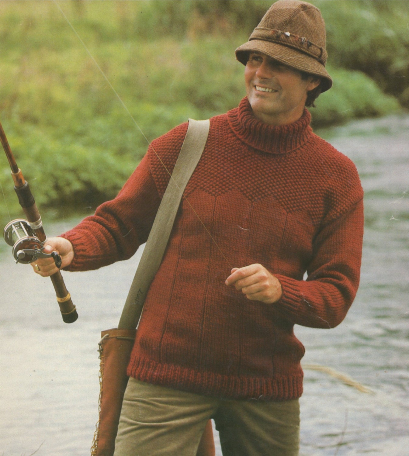 Mans Sweater Knitting Pattern PDF Mens 32 34 36 38 40 42 inch chest Chunky Yarn Polo Neck Jumper Vintage Knitting Patterns for Men