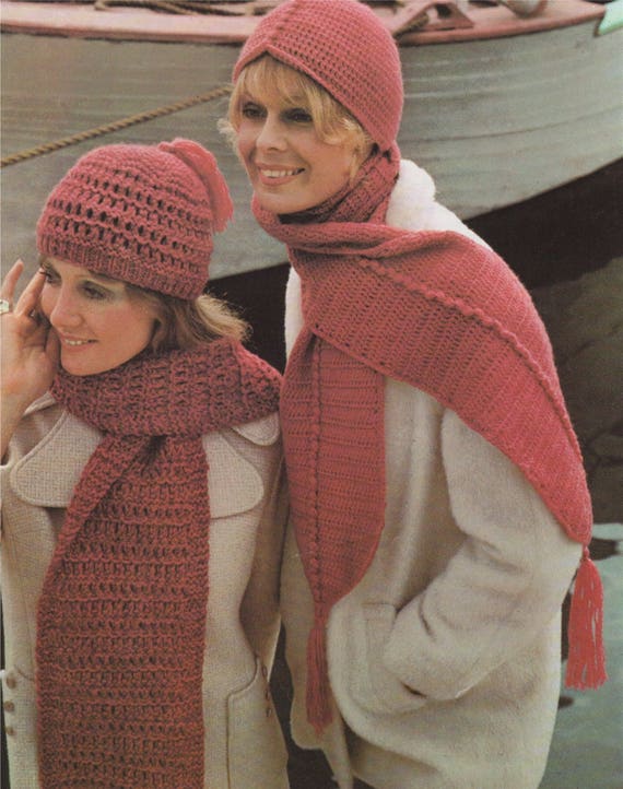 Womens Hat and Scarf Crochet and Knitting Pattern PDF Ladies Hats and  Scarves, Vintage Patterns for Women, Epattern Download 