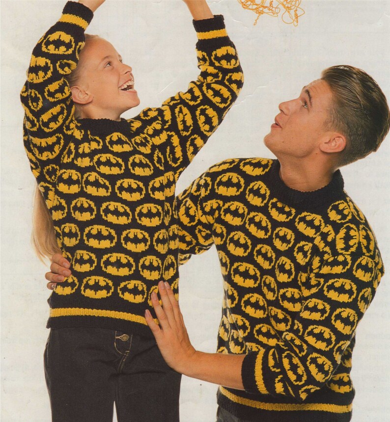 Batman Motif Sweater Knitting Pattern PDF Womens Mens Boys Etsy