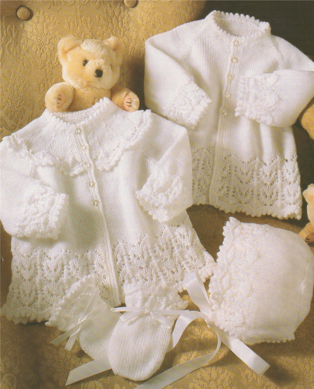Babies Matinee Coat and Mitts Knitting Pattern PDF Etsy