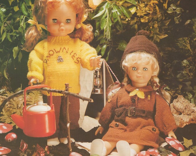 Dolls Clothes Knitting Pattern PDF for 16, 20 and 24 inch Doll, Girl Scouts and Brownies Uniforms, Vintage Knitting Patterns for Dolls