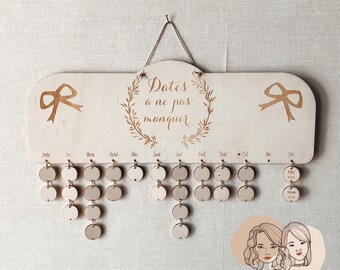 Calendrier Bois Personnalise Etsy