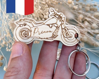 Porte-clés personnalisé en bois moto harley davidson