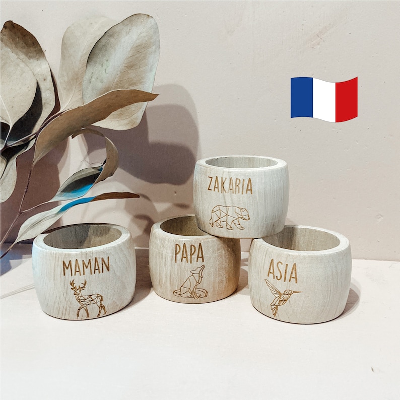 Rond De Serviette En Bois Personnalisé - Prénom JEAN - Déco Cuisine, Fait Main