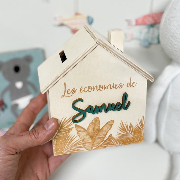 Tirelire pour enfant et famille forme maison JUNGLE