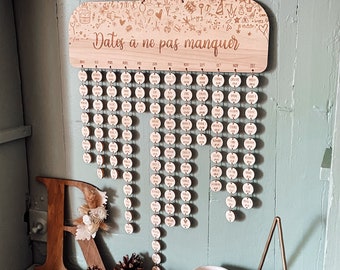 Personalized wooden birthday calendar to hang