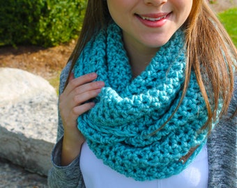 Light teal infinity scarf, blue cowl scarf, blue infinity scarf, baby blue scarf