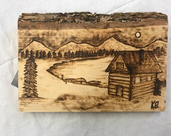 Cabin Scene Woodburning