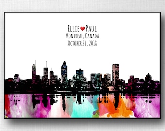 Regalo de aniversario, Montreal Boda Libro de visitas Regalo de Montreal para él Regalo de aniversario Aniversario de boda personalizado Montreal Skyline