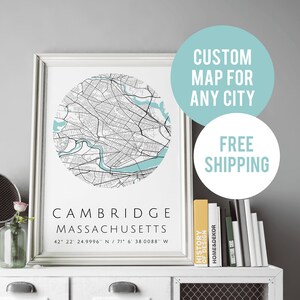 Cambridge map, Any City Map, Cambridge  Custom Map Print, Personalized Map, Custom City Map, Custom Map, Custom Map Poster, Custom map H7