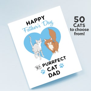 Two Cats Fathers Day Card, Cat Dad Cat Lover Gift Father's Day Purrfect Dad Card Happy Father's Day Pet Dad Cat Gift Ideas Gift from cat