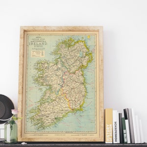 Old Map of Ireland first published in 1883, vintage map of Ireland, antique map of Ireland, Dublin, Cork, Sligo