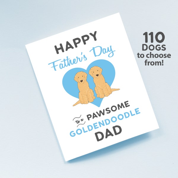 Two Dogs Fathers Day Card, Goldendoodle Fathers Day Card, Dog Dad Card, Happy Fathers Day, Father's Day, Goldendoodles Gift Dog Gift Dog Dad