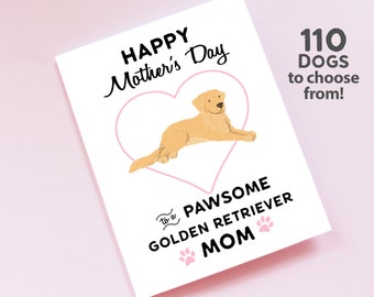 Golden Retriever Card Mothers Day, Golden Retriever, Dog Mom, Mothers Day Card, Mother's Day, Pet Mom, Golden Retriever Gift, Retriever Mom