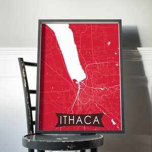 Ithaca Map Poster Ithaca Street Map Ithaca Street Grid Ithaca Print Cornell Poster Ithaca Modern Decor NY Wall Art Modern Ithaca New York