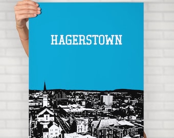 Hagerstown Maryland Skyline Print, Hagerstown Art Poster Hagerstown Skyline Art Hagerstown Wall Decor Dorm Gift skyline Poster Maryland Art