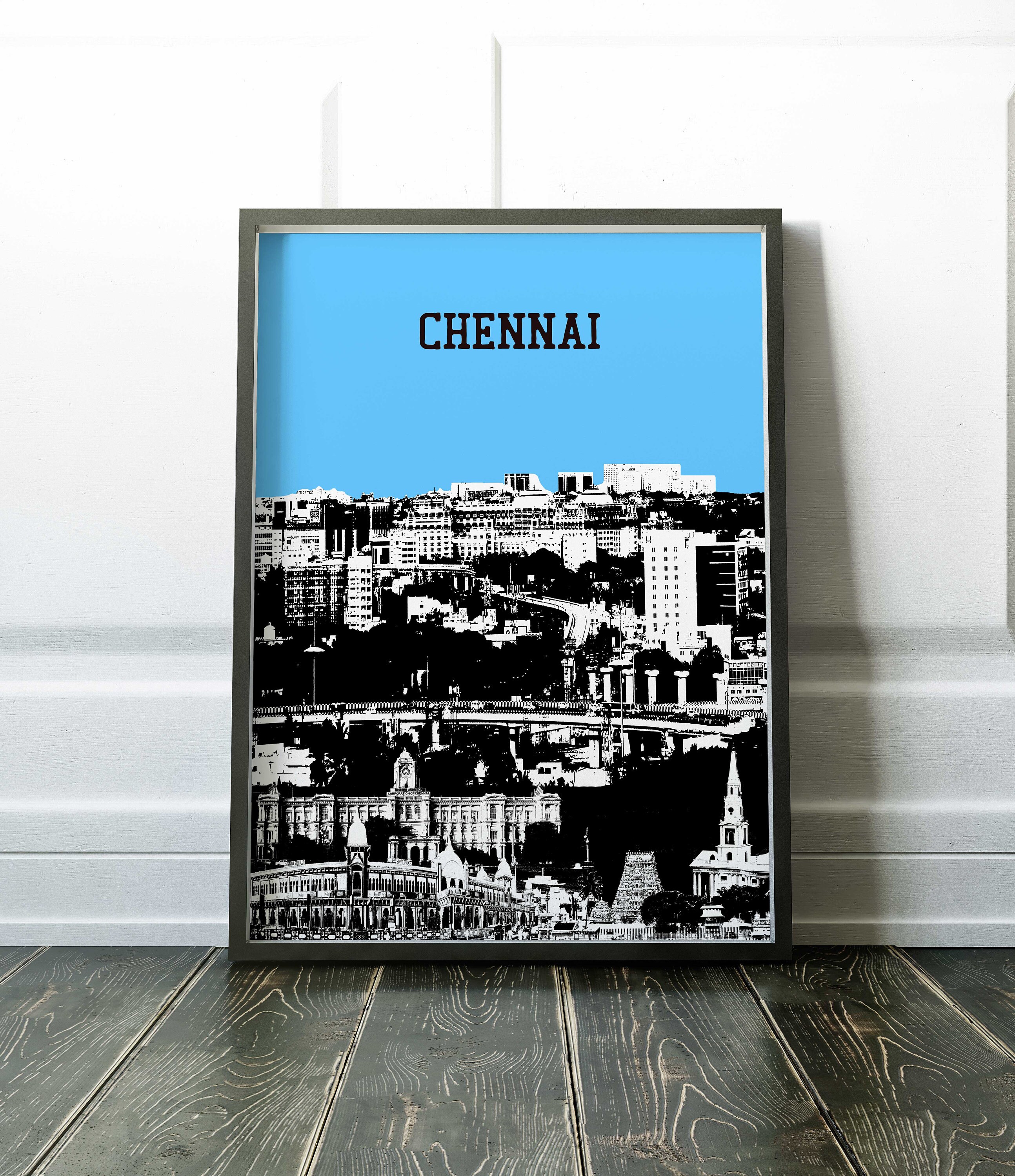 Chennai India Skyline Print Chennai Art Poster Chennai Etsy