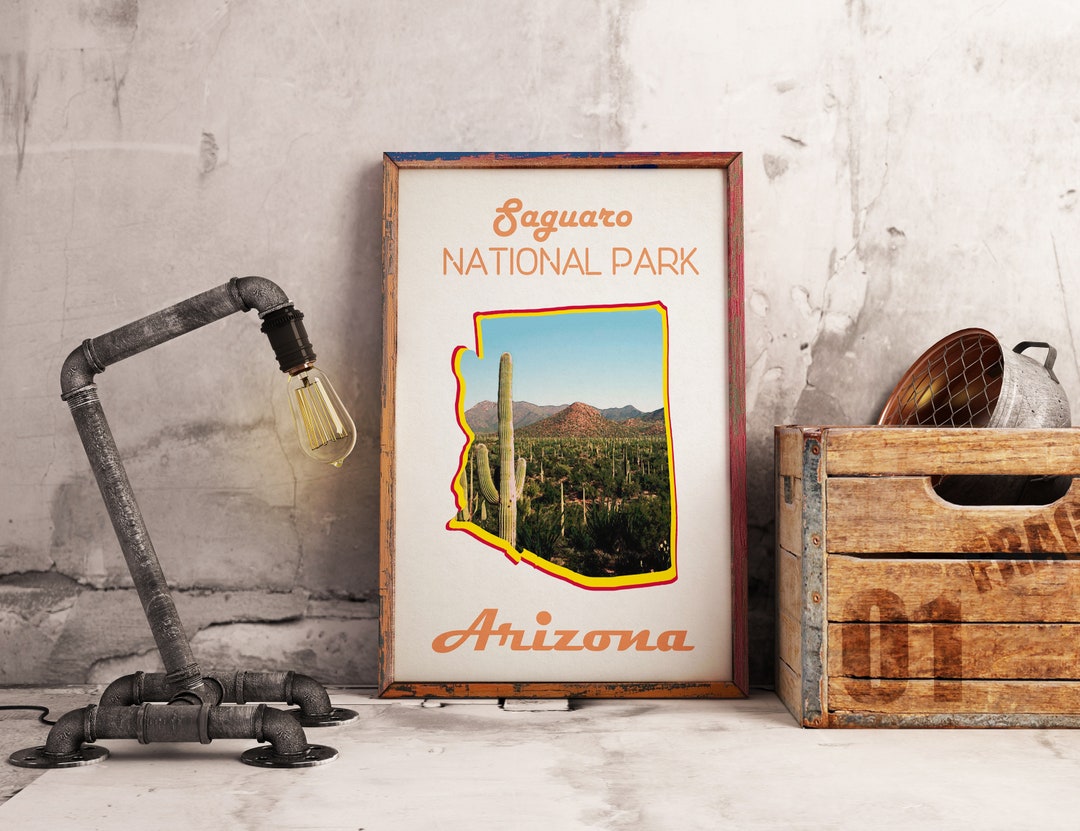 Saguaro National Park Travel Poster Saguaro Wall Art Retro - Etsy
