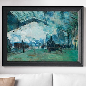 Arrival of the Normandy Train by Claude Monet art print, 1877 Monet print, Monet wall art, Monet poster, wall decor, Monet wall art