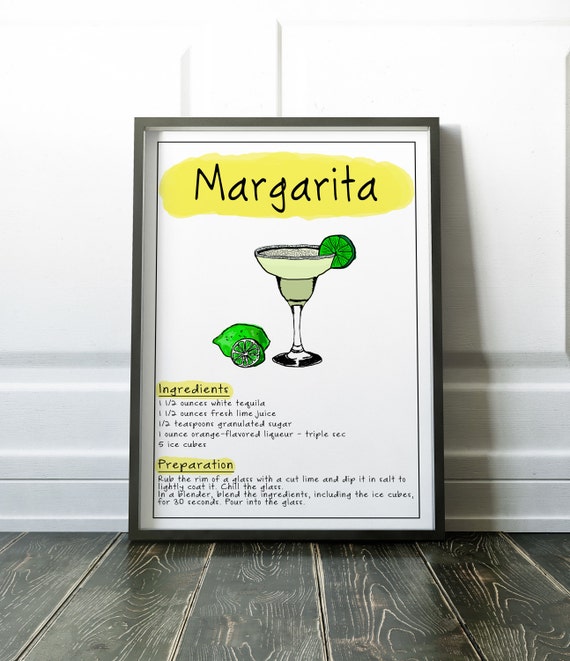 Margarita Poster Margarita Kitchen Decor Margarita Print Bar | Etsy