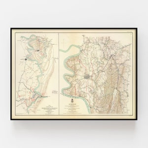 Battle of Antietam at Harper&#39;s Ferry and Sharpsburg, Civil War map, American Civil War history, Civil War battle map, historic map, military
