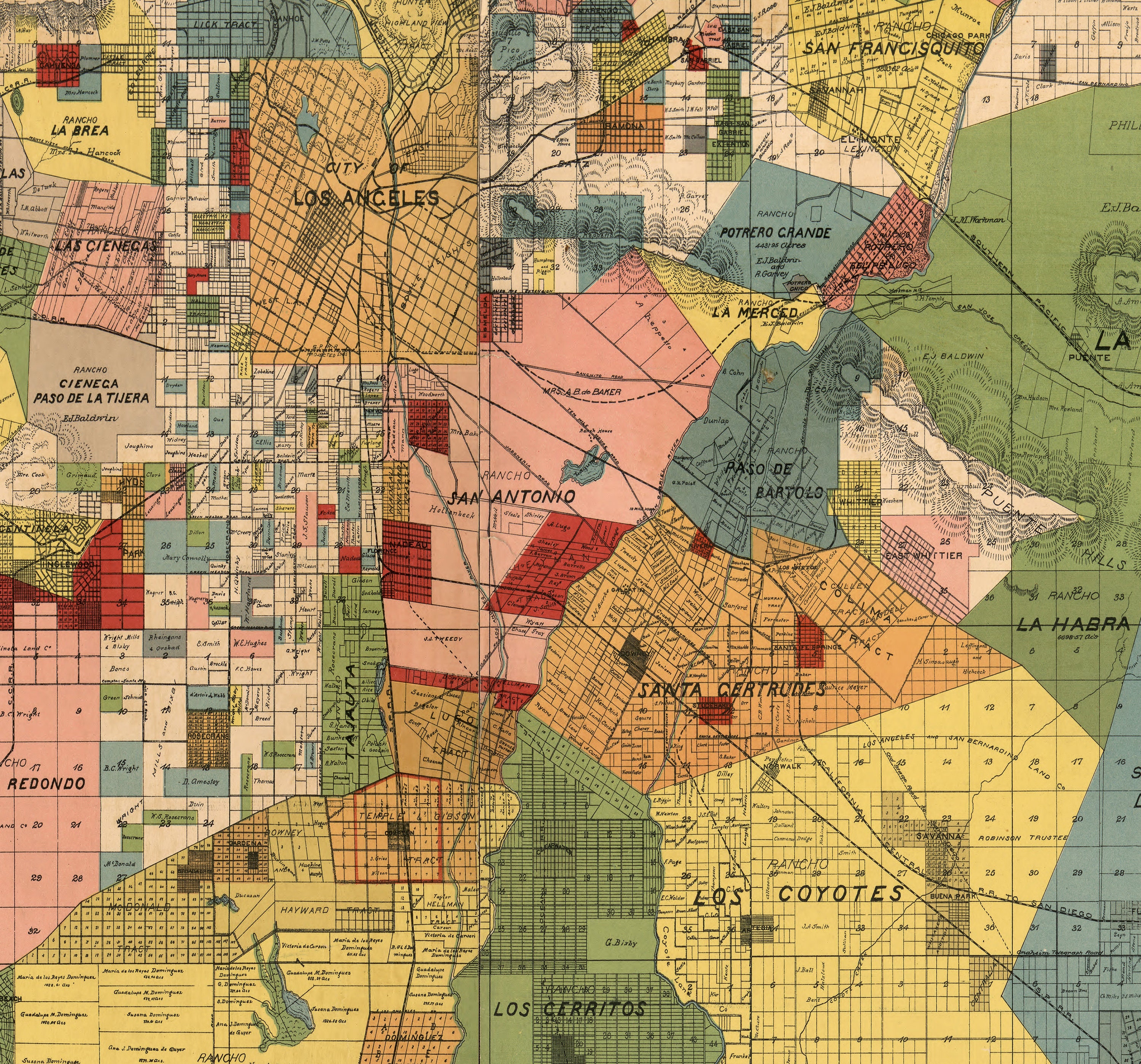 Carte Ancienne Du Comté De Los Angeles, CA (1888) - Reproduction Vintage