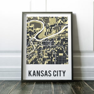 Kansas City Missouri map, Kansas City colorful map, customized map of Kansas Cty MO, pop art map, KC poster, house warming gift