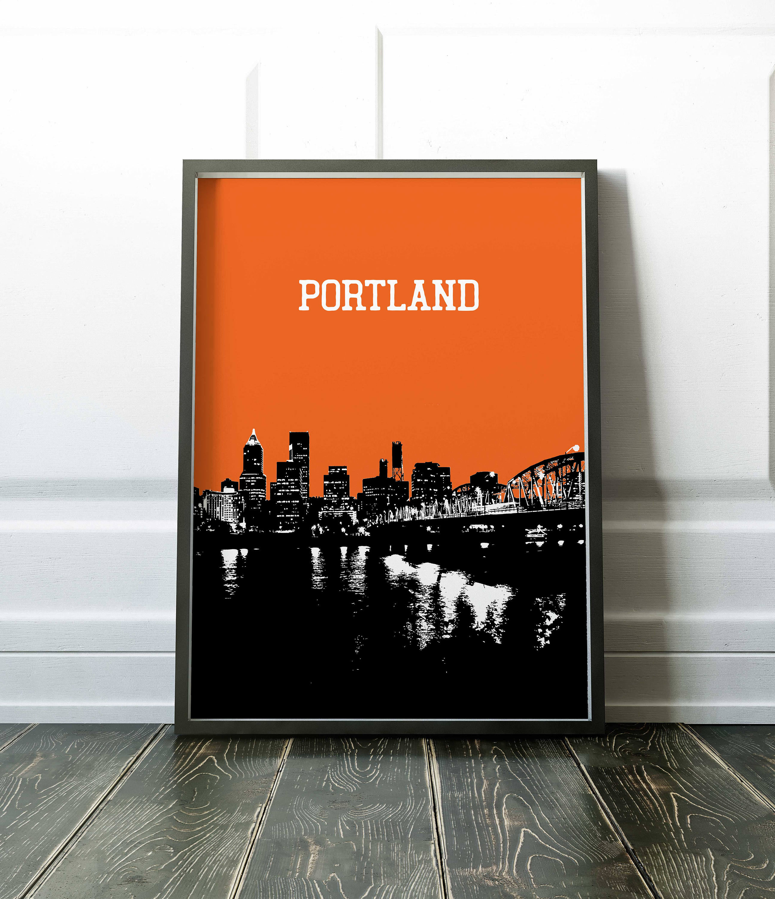 Portland Skyline Poster, Portland City Art Portland Skyline View Poster ...