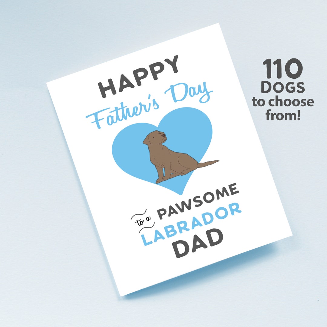 Labrador Fathers Day Card Chocolate Lab Dog Dad Card Happy - Etsy